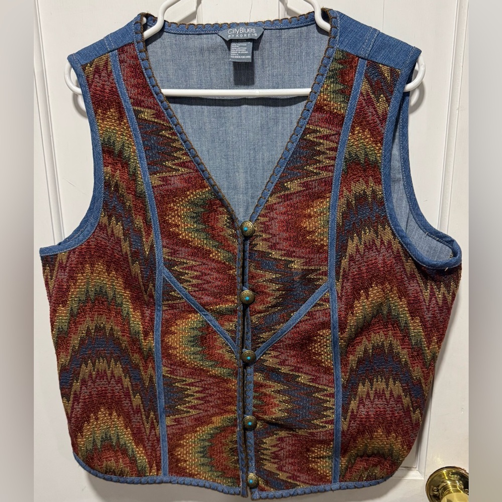 City Blues by Koret Woven Tapestry Denim Vest